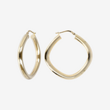 9 Carat Gold Rounded Oval Shape Hoop Earrings