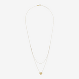 Multi-strand Necklace with Double Rolo Chain and 9 Carat Gold Heart Pendant