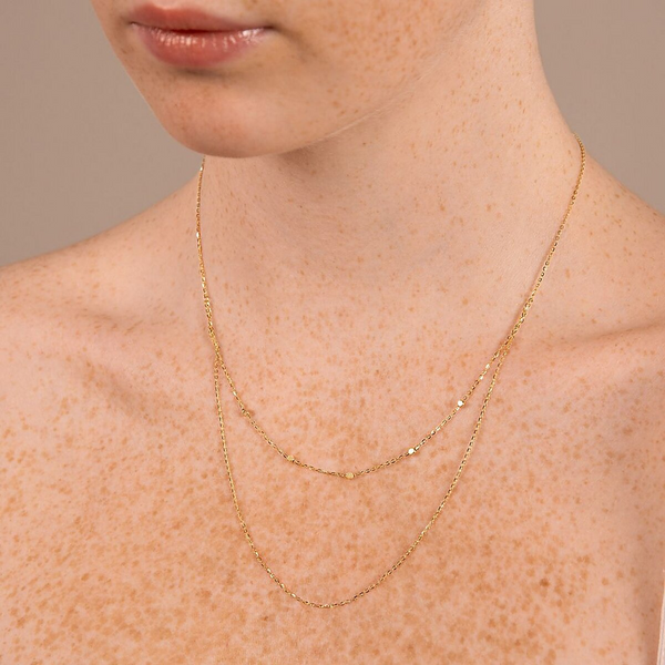 Multi-strand Necklace with Double Forzatina Chain in 9 Carat Gold