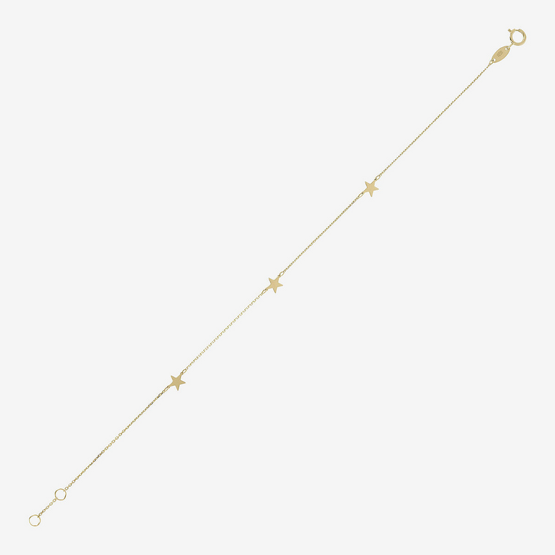 Rolo Chain Bracelet with 9 Carat Gold Stars