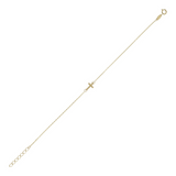 Bracelet chaîne forçat avec pendentif croix en or 9 carats et oxydes de zirconium