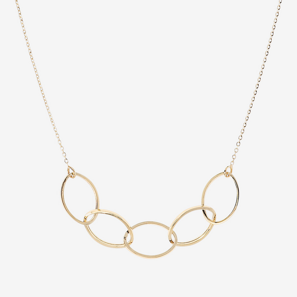 Rolo Chain Necklace with 9 Carat Gold Squared Oval Elements