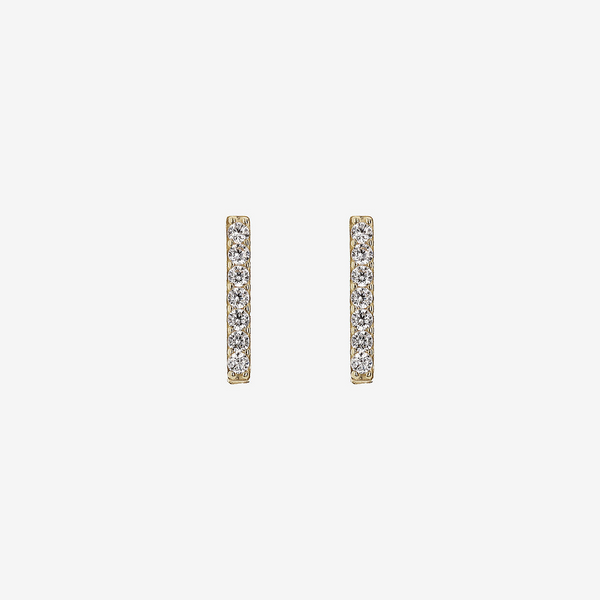 Bar Lobe Earrings with Cubic Zirconia 375 Gold