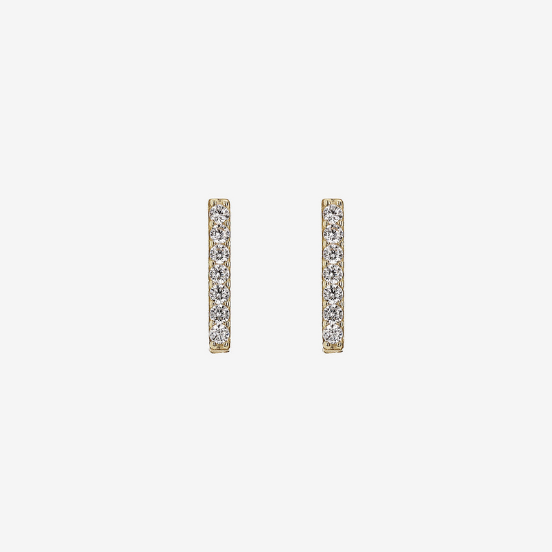 Bar Lobe Earrings with Cubic Zirconia 375 Gold