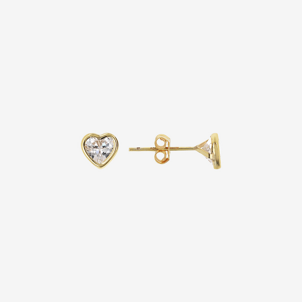 Orecchini Cuore Medi Oro 375 con Cubic Zirconia