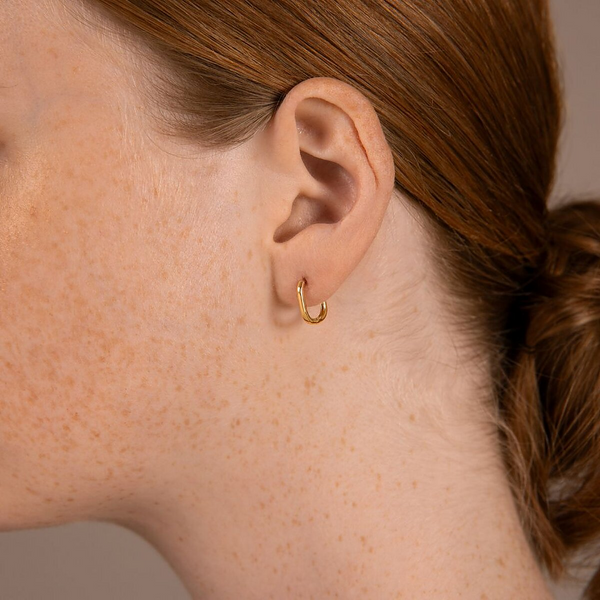 375 Gold Square Hoop Earrings