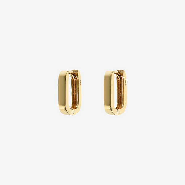 375 Gold Rectangular Hoop Earrings