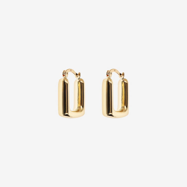 375 Gold Square Hoop Earrings