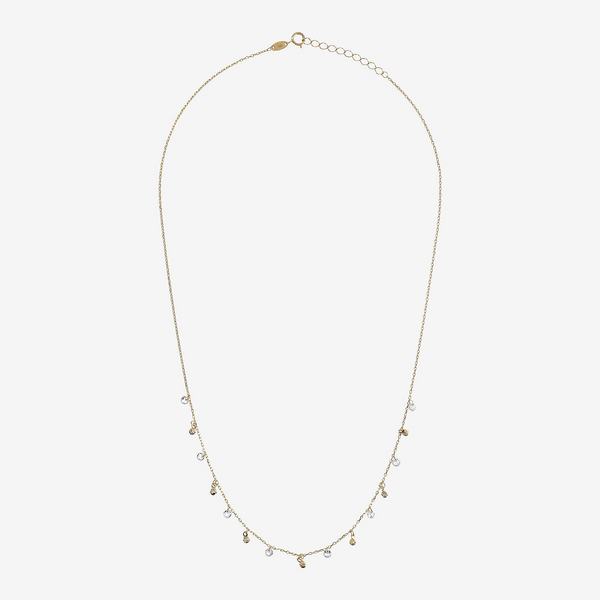 375 Gold Forzatina Chain Necklace with Diamond Two-Tone Pendants