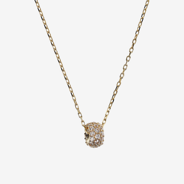 375 Gold Forzatina Chain Necklace with Cubic Zirconia Pavé 