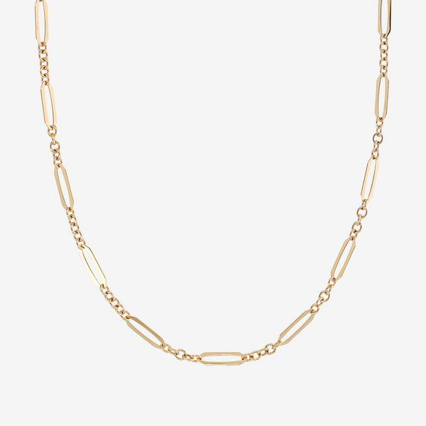 375 Gold Choker Necklace with Alternating Oval Mesh