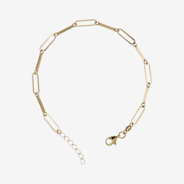 375 Gold Bracelet with Oval Links Alternating with Rectangular Elements