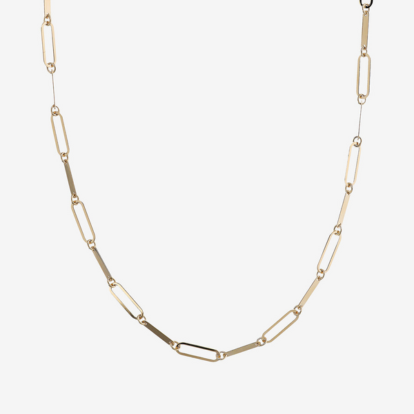 375 Gold Choker Necklace with Oval Links Alternating with Rectangular Elements