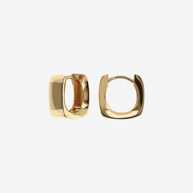 Large Square Hoop Earrings in 375 Gold