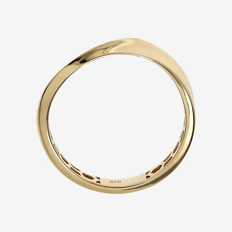 375 Gold Band Ring Wave Design