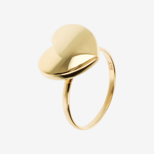 375 Gold Cocktail Ring with Shiny Rounded Heart