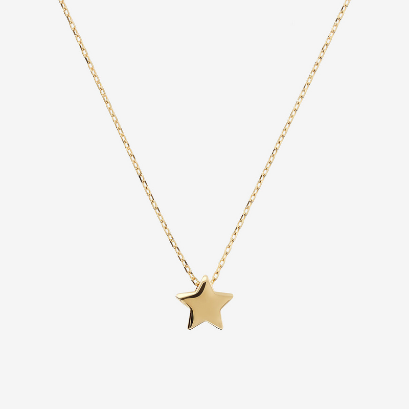 Necklace with shiny star pendant in 375 gold