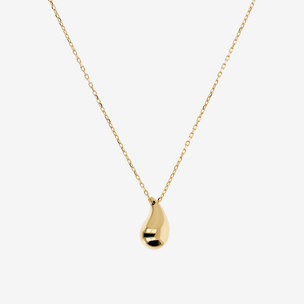 Necklace with shiny drop pendant in 375 gold