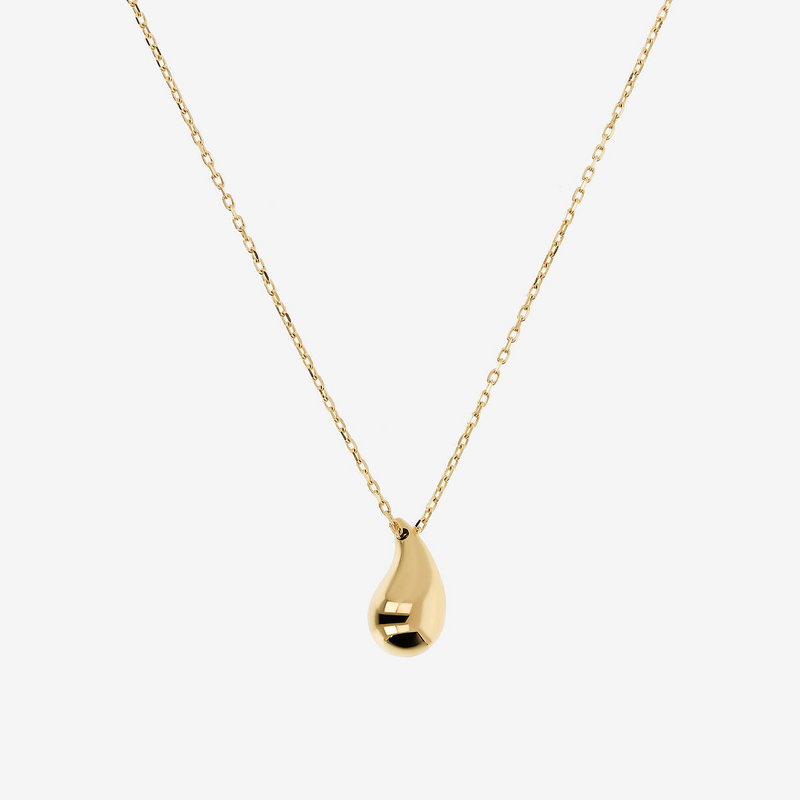 Necklace with shiny drop pendant in 375 gold