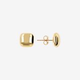 Shiny Square Lobe Earrings in 375 Gold