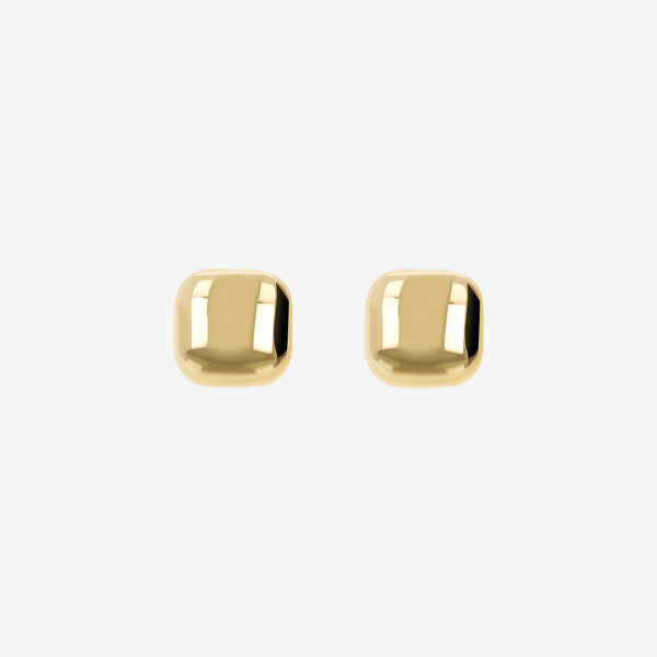 Shiny Square Lobe Earrings in 375 Gold