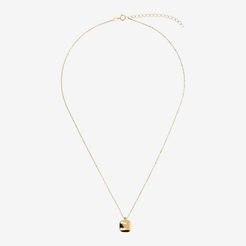 Necklace with Polished Square Pendant in 375 Gold