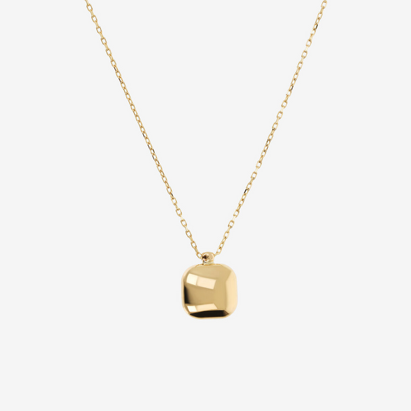 Necklace with Polished Square Pendant in 375 Gold