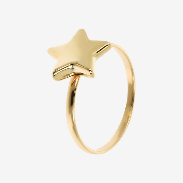 375 Gold Cocktail Ring with Polished Star