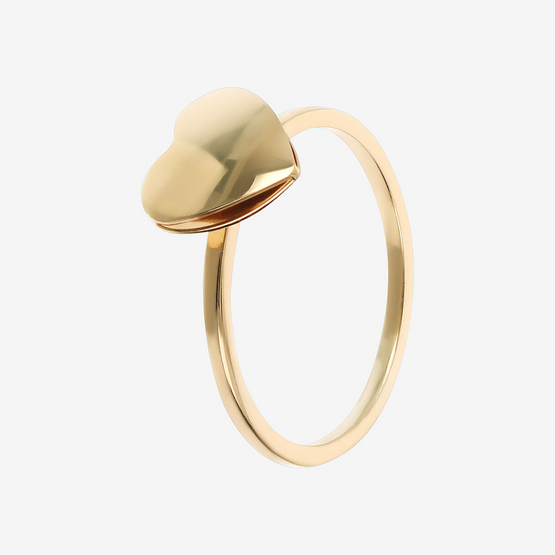 375 Gold Cocktail Ring with Polished Heart