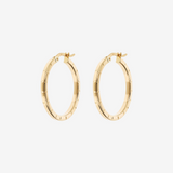 375 Medium Gold Surface Worked Hoop Earrings