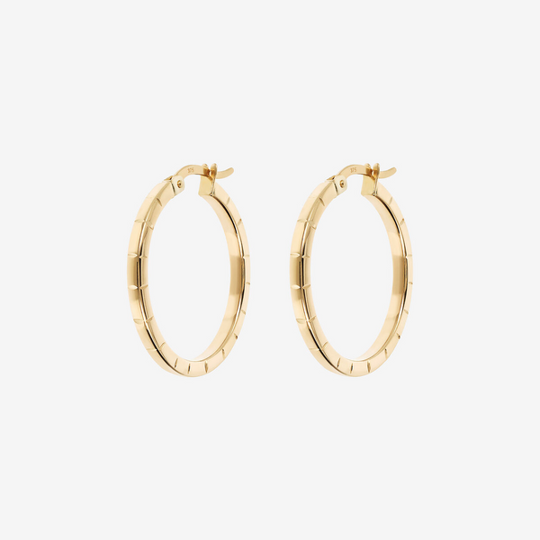 375 Medium Gold Surface Worked Hoop Earrings