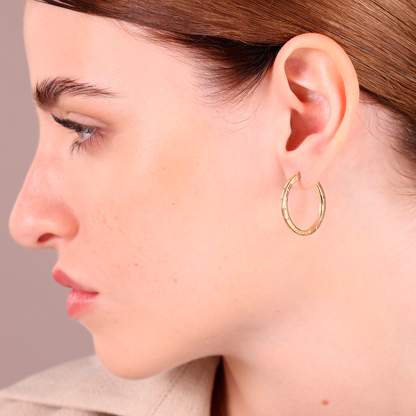 375 Medium Gold Surface Worked Hoop Earrings