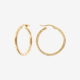 375 Medium Gold Surface Worked Hoop Earrings