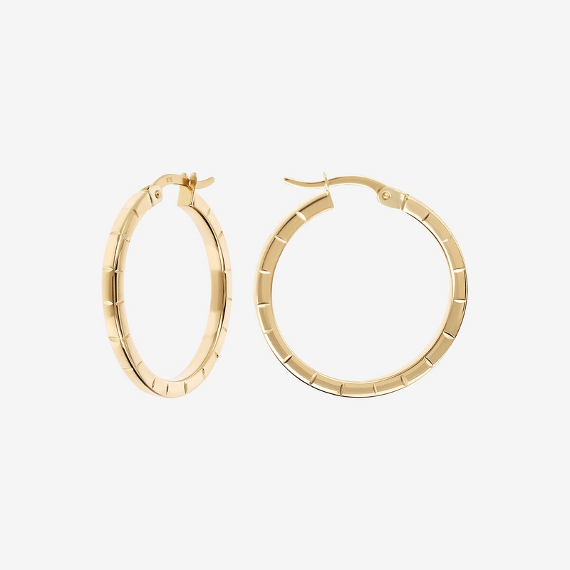 375 Medium Gold Surface Worked Hoop Earrings