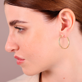 Large 375 Gold Surface Hoop Earrings