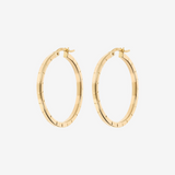 Large 375 Gold Surface Hoop Earrings