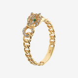 Pantera Ring Grumetta Mesh 375 Gold with Cubic Zirconia