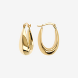 375 Gold Domed Oval Hoop Earrings