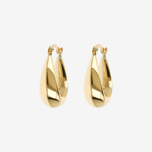 375 Gold Domed Oval Hoop Earrings