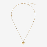 Necklace with Cubed Link and Heart Pendant in 375 Gold