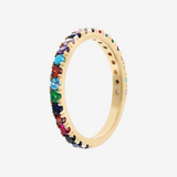 375 Gold Veretta Ring with Multicolored Cubic Zirconia